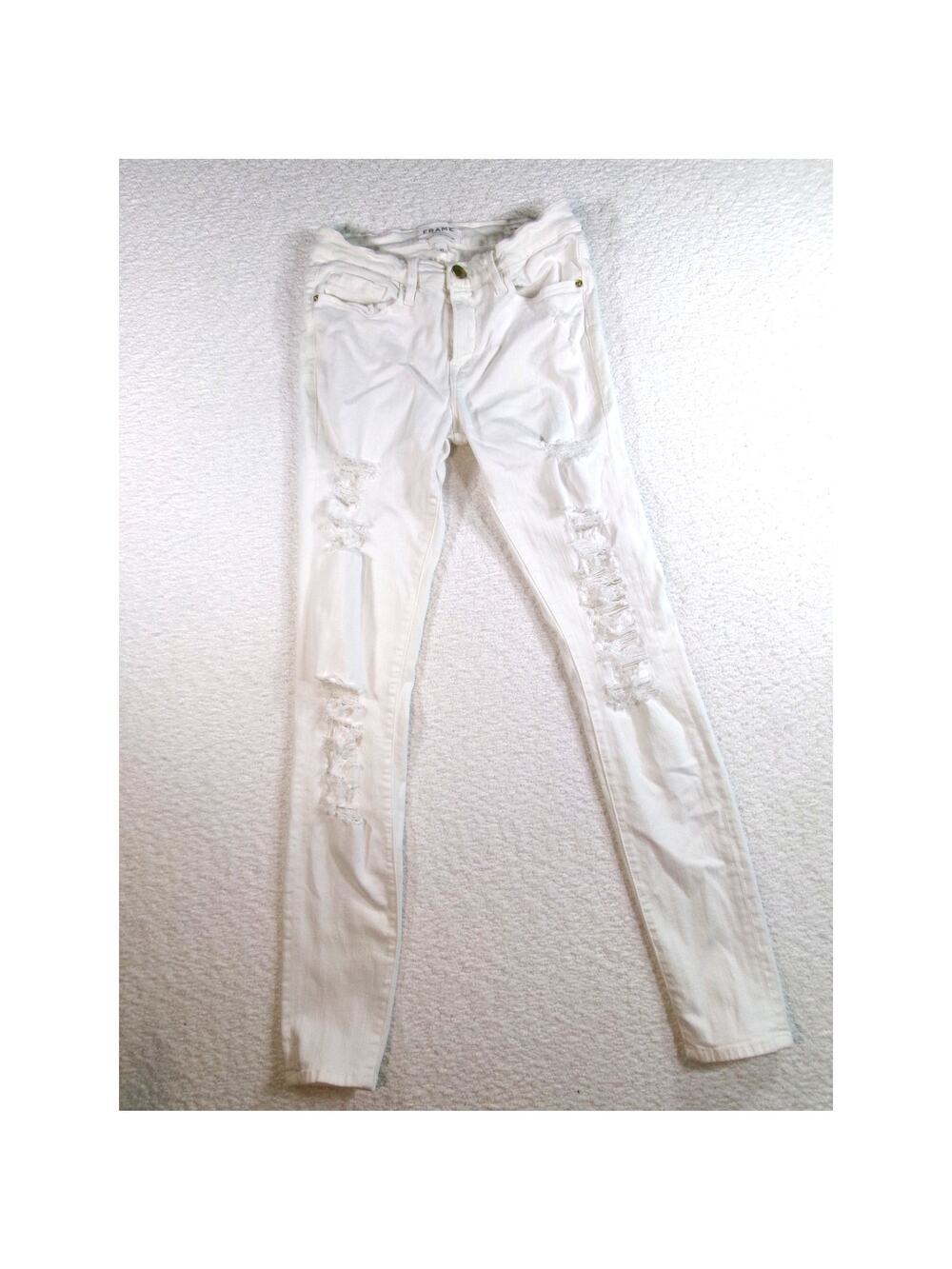 Frame white denim jeans le skinny de jeanne size 27 womens neutral